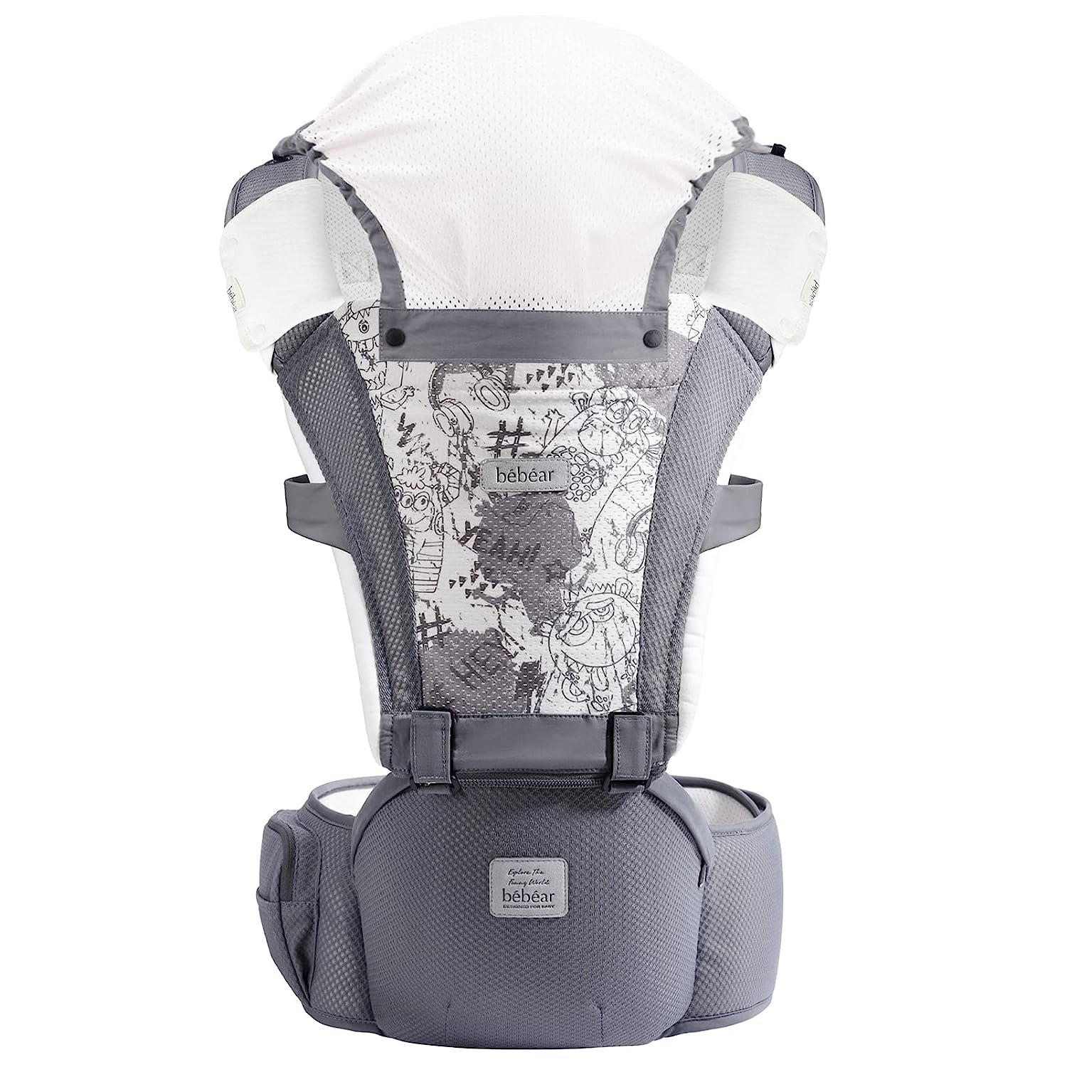 Bebamour Baby Carrier Front and Back Carry Baby to Toddler Baby Hip Carrier with Head Hood & 3 Pieces Teething Pads (Light Green) - Image 5